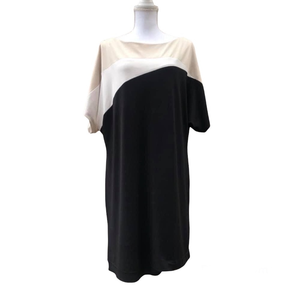 Colorblock Shift Dress w/ Shoulder Slits